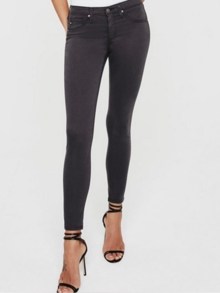 Ag Dark Grey High-Rise Skinny Jeans